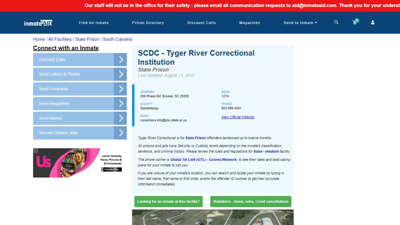 SCDC - Tyger River Correctional Institution & Inmate Search ...